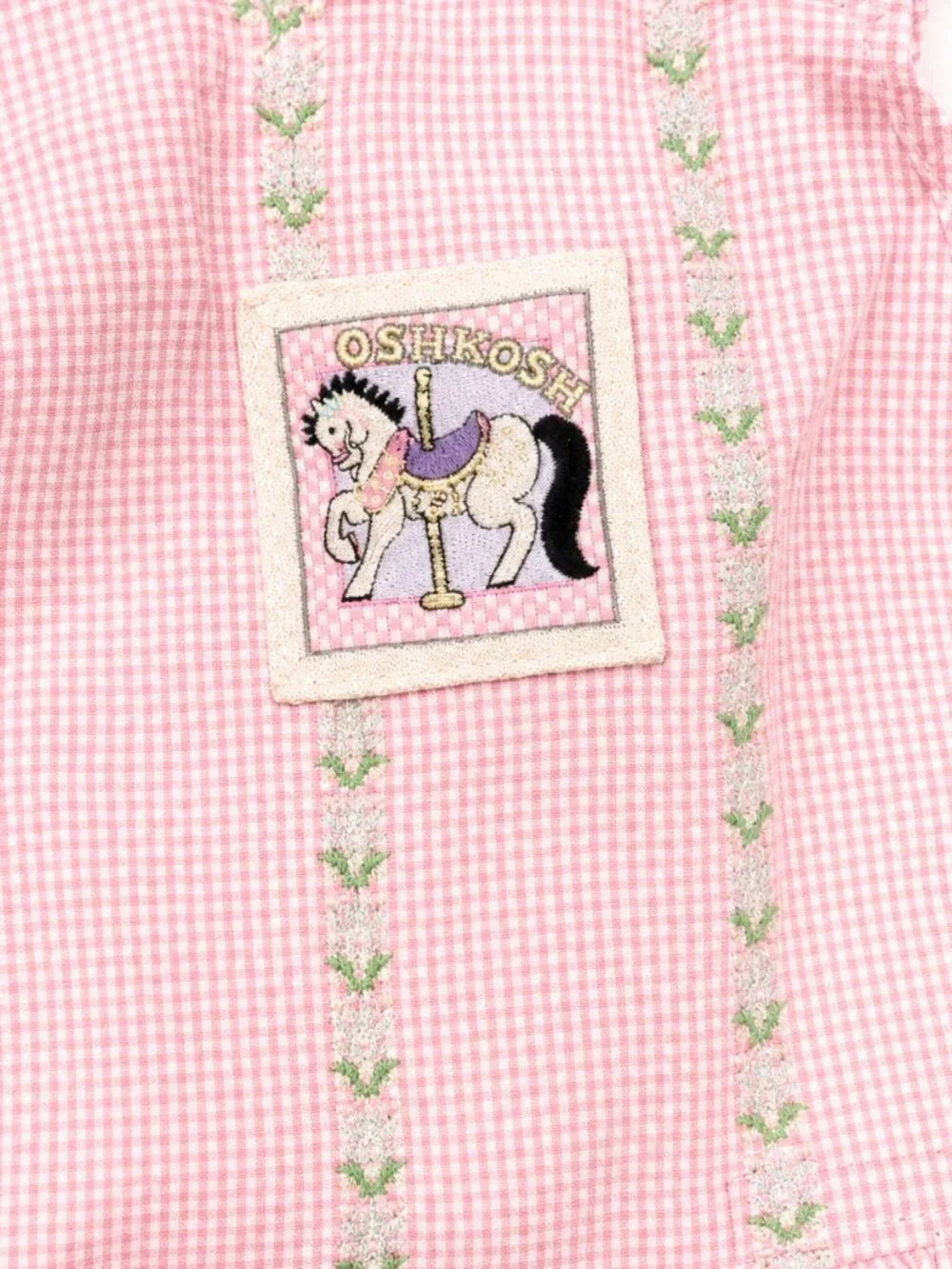 Vintage OshKosh Overalls 3T Pink Gingham Embroidered USA Made
